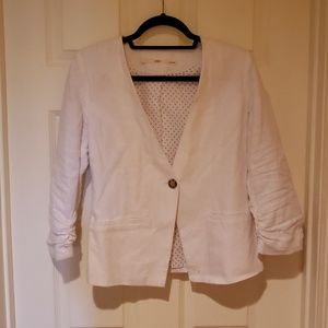 Gibson white linen cropped jacket